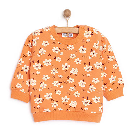 HelloBaby Basic Az Şardonlu Çiçek Desenli Sweatshirt Kız Bebek