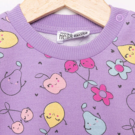 HelloBaby Basic Az Şardonlu Meyve Desenli Sweatshirt Kız Bebek