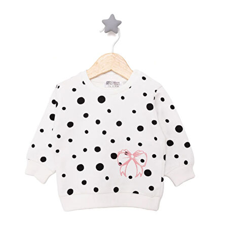 HelloBaby Basic Az Şardonlu Puantiye Desenli Sweatshirt Kız Bebek