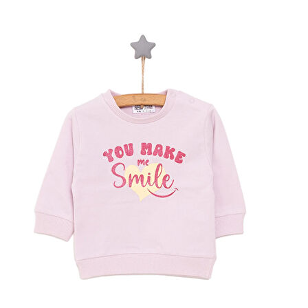 HelloBaby Basic Az Şardonlu Yazı Desenli Sweatshirt Kız Bebek