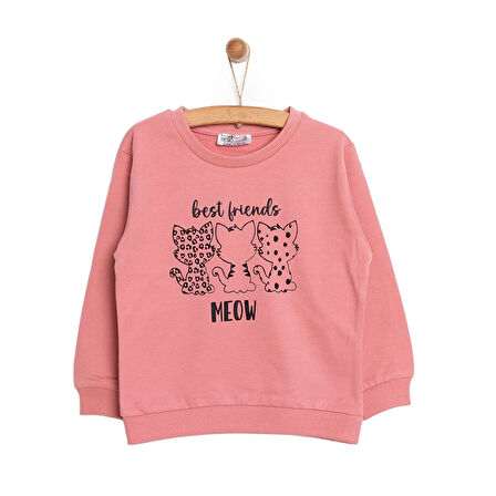 HelloBaby Basic Az Şardonlu Kedi Desenli Sweatshirt Kız Bebek