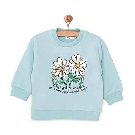 HelloBaby Basic Az Şardonlu Papatyalı Desenli Sweatshirt Kız Bebek