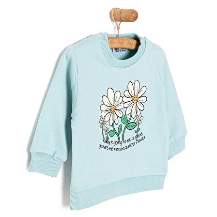 HelloBaby Basic Az Şardonlu Papatyalı Desenli Sweatshirt Kız Bebek