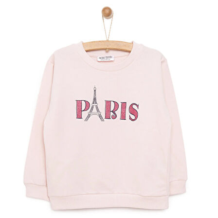 HelloBaby Basic Az Şardonlu Paris Desenli Sweatshirt Kız Bebek