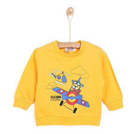 HelloBaby Basic Az Şardonlu Helikopter Baskılı Sweatshirt Erkek Bebek