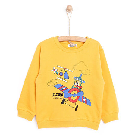 HelloBaby Basic Az Şardonlu Helikopter Baskılı Sweatshirt Erkek Bebek