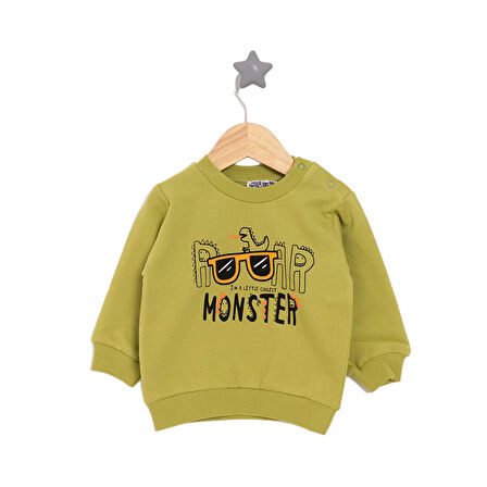 HelloBaby Basic Az Şardonlu Monster Desenli Sweatshirt