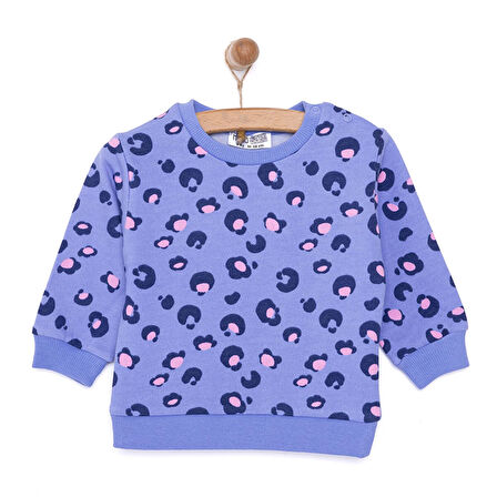 HelloBaby Basic Az Şardonlu Leopar Desenli Sweatshirt Kız Bebek