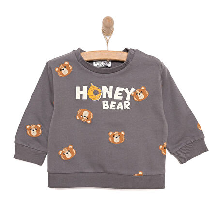 HelloBaby Basic Az Şardonlu Honey Bear Desenli Sweatshirt Erkek Bebek