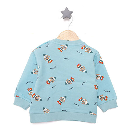 HelloBaby Basic Az Şardonlu Uzay Temalı Sweatshirt Erkek Bebek
