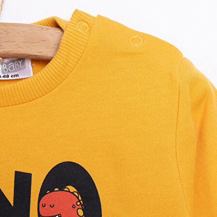 HelloBaby Basic Az Şardonlu Dino Baskılı Sweatshirt Erkek Bebek