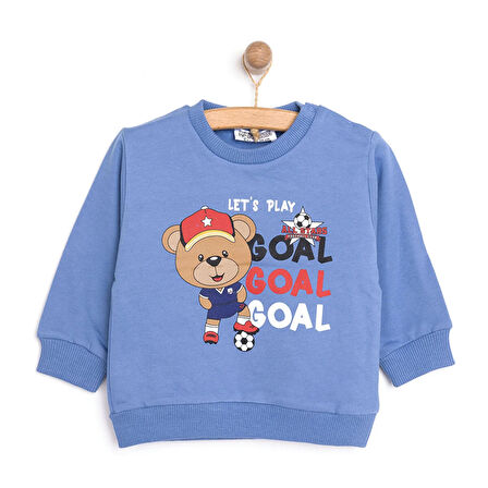 HelloBaby Basic Az Şardonlu Goal Baskılı Sweatshirt Erkek Bebek