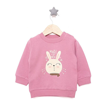 HelloBaby Basic Az Şardonlu Tavşan Desenli Sweatshirt Kız Bebek