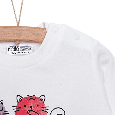 HelloBaby Basic Az Şardonlu Kedi Desenli Sweatshirt Kız Bebek