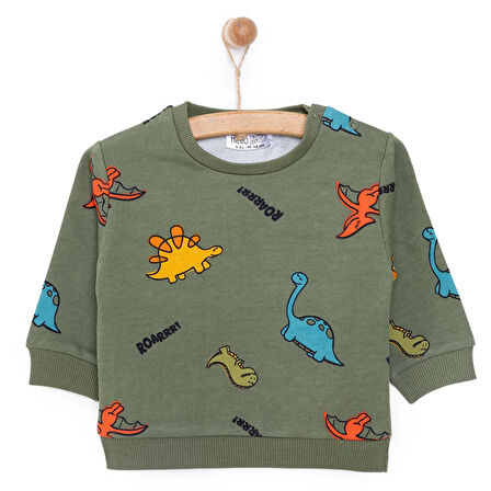 HelloBaby Basic Az Şardonlu Dinozor Desenli Sweatshirt Erkek Bebek