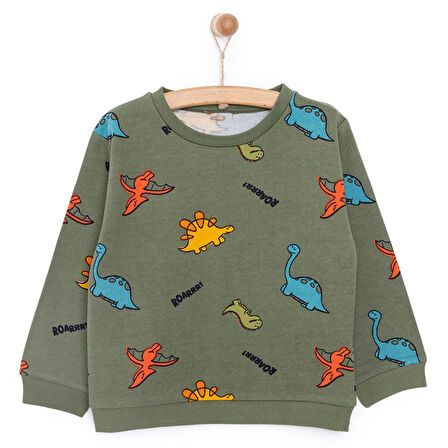 HelloBaby Basic Az Şardonlu Dinozor Desenli Sweatshirt Erkek Bebek