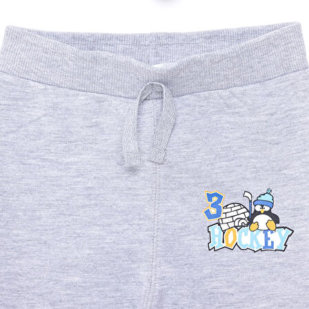 HelloBaby Basic Az Şardonlu Buz Hokeyi ve Penguen Baskılı Eşofman Alt Unisex