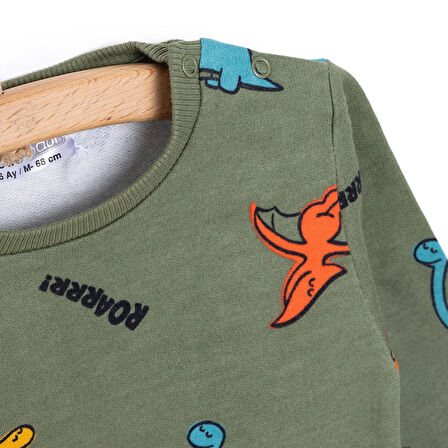 HelloBaby Basic Az Şardonlu Dinozor Desenli Sweatshirt Erkek Bebek