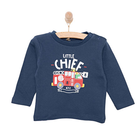 HelloBaby Basic  İtfaiye Araç Desenli İnterlok  Uzun kol Tshirt Erkek Bebek