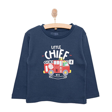 HelloBaby Basic  İtfaiye Araç Desenli İnterlok  Uzun kol Tshirt Erkek Bebek