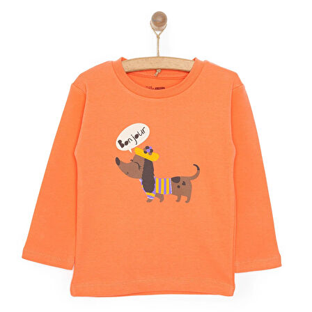 HelloBaby Basic Köpek Desenli İnterlok  Uzun kol Tshirt Kız Bebek