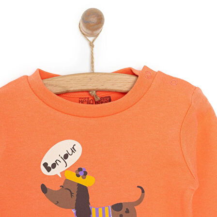 HelloBaby Basic Köpek Desenli İnterlok  Uzun kol Tshirt Kız Bebek