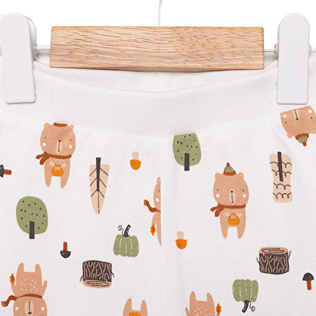 HelloBaby Erkek Bebek Basic 2li Patiksiz Alt İnterlok Ayı Desenli Haki