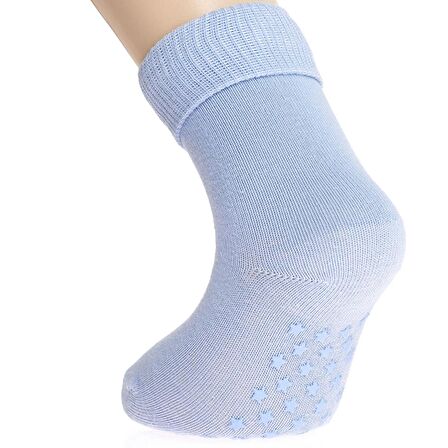 HelloBaby Düz 3lü Kıvrık Çorap Erkek Bebek