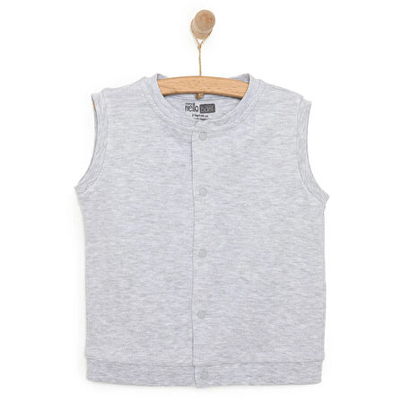 HelloBaby Erkek Bebek Basic Yelek İnterlok Bisiklet Yaka Atlet Kol Gri Melanj