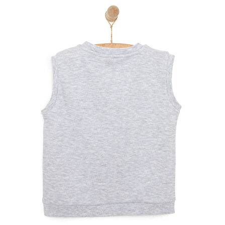 HelloBaby Erkek Bebek Basic Yelek İnterlok Bisiklet Yaka Atlet Kol Gri Melanj
