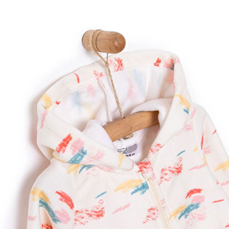 HelloBaby Basic Metraj Baskılı Polar Patiksiz Tulum Kız Bebek