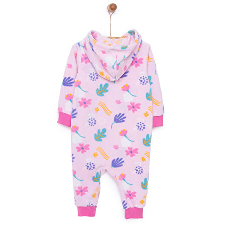 HelloBaby Basic Metraj Baskılı Polar Patiksiz Tulum Kız Bebek