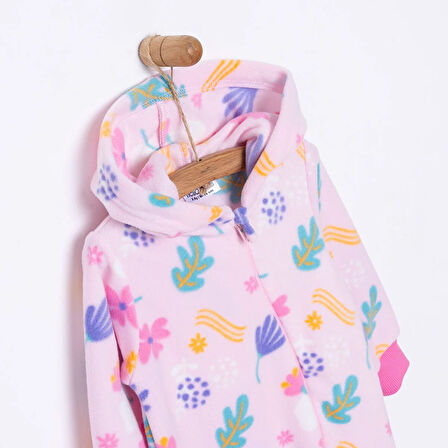 HelloBaby Basic Metraj Baskılı Polar Patiksiz Tulum Kız Bebek