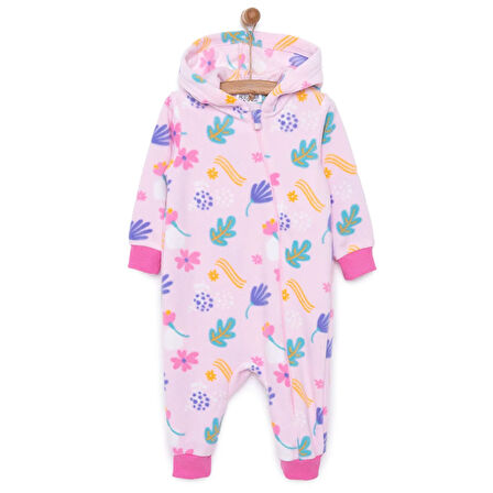 HelloBaby Basic Metraj Baskılı Polar Patiksiz Tulum Kız Bebek
