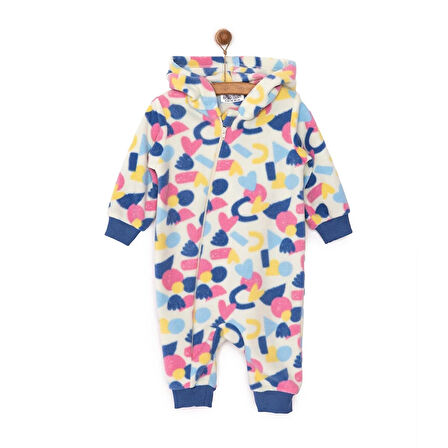 HelloBaby Basic Metraj Baskılı Polar Patiksiz Tulum Kız Bebek