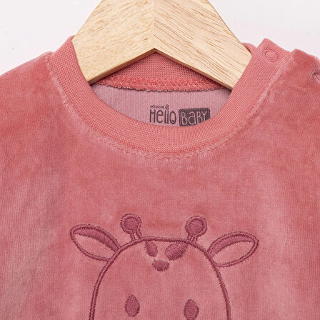HelloBaby Yenidoğan Kadife Tshirt-Patikli Alt Kız Bebek
