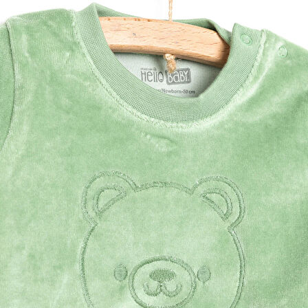 HelloBaby Yenidoğan Kadife Tshirt-Patikli Alt Erkek Bebek