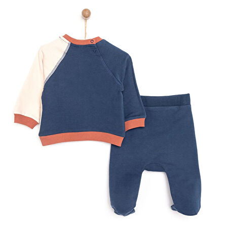 HelloBaby Yenidoğan Renk Bloklu Sweatshirt-Patikli Alt 2li Takım Unisex