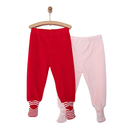 HelloBaby 2li Kadife Çoraplı Pantolon Kız Bebek