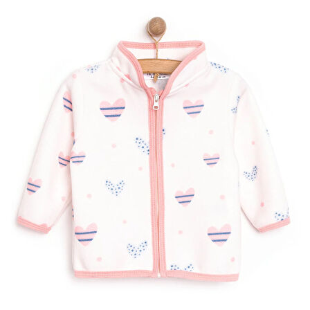 HelloBaby Basic Metraj Baskılı Polar Hırka Kız Bebek