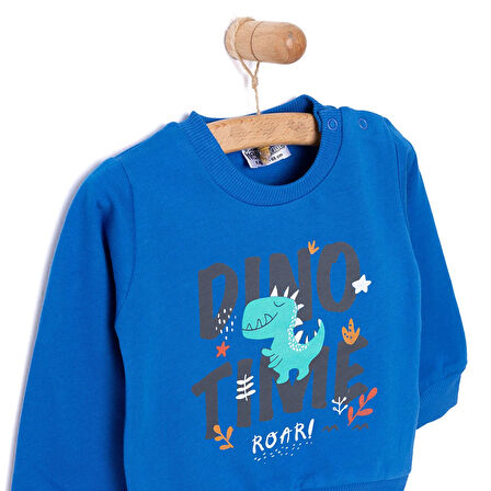 HelloBaby Basic Erkek Az Şardonlu   Dino Baskılı Sweatshirt Erkek Bebek