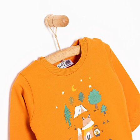 HelloBaby Basic Az Şardonlu Kamp Temalı Sweatshirt Erkek Bebek