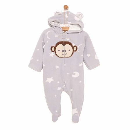HelloBaby Yenidoğan Polar Kapüşonlu Patikli Tulum Erkek Bebek
