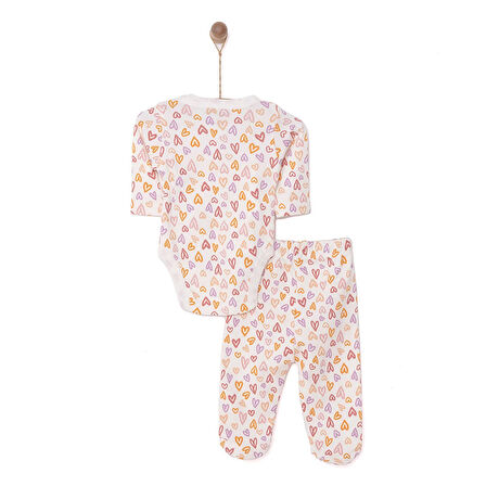 HelloBaby Kalp Baskılı Yenidoğan Zıbın Body-Patikli Alt Kız Bebek