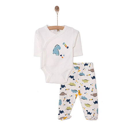 HelloBaby Dinazor Baskılı Yenidoğan Zıbın Body-Patikli Alt Unisex