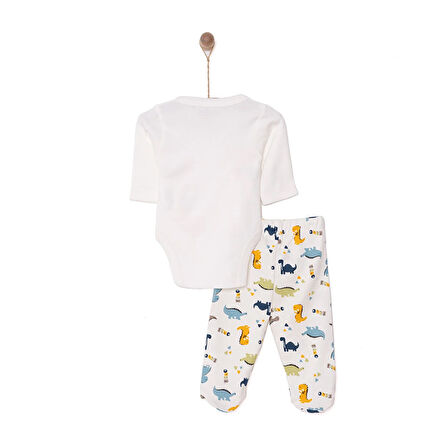 HelloBaby Dinazor Baskılı Yenidoğan Zıbın Body-Patikli Alt Unisex