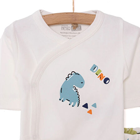 HelloBaby Dinazor Baskılı Yenidoğan Zıbın Body-Patikli Alt Unisex