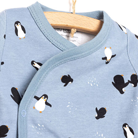 HelloBaby Penguen Baskılı Yenidoğan Zıbın-Patikli Alt Erkek Bebek