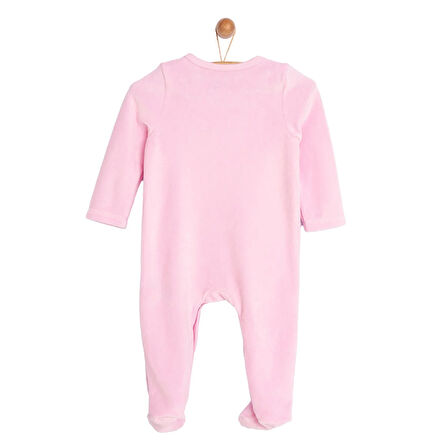 HelloBaby Yenidoğan Nakışlı Kadife Patikli Tulum Kız Bebek