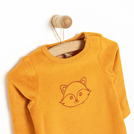 HelloBaby Yenidoğan Unisex Nakışlı Kadife Patikli Tulum Unisex